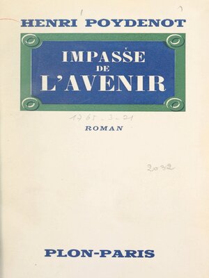 cover image of Impasse de l'avenir